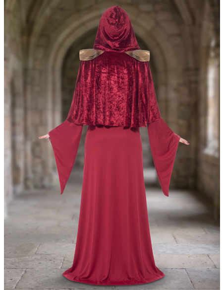Déguisement médiéval femme rouge à capuche