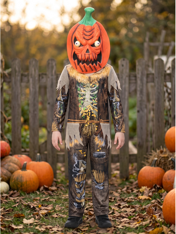 Déguisement citrouille maléfique enfant avec masque