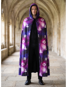 Cape Halloween adulte réversible noire et violette à capuche 2