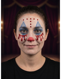 Kit maquillage clown tueur avec stickers et strass Halloween 2