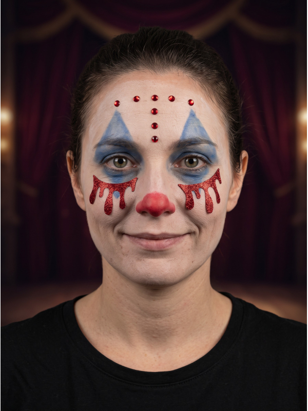 Kit maquillage clown tueur avec stickers et strass Halloween