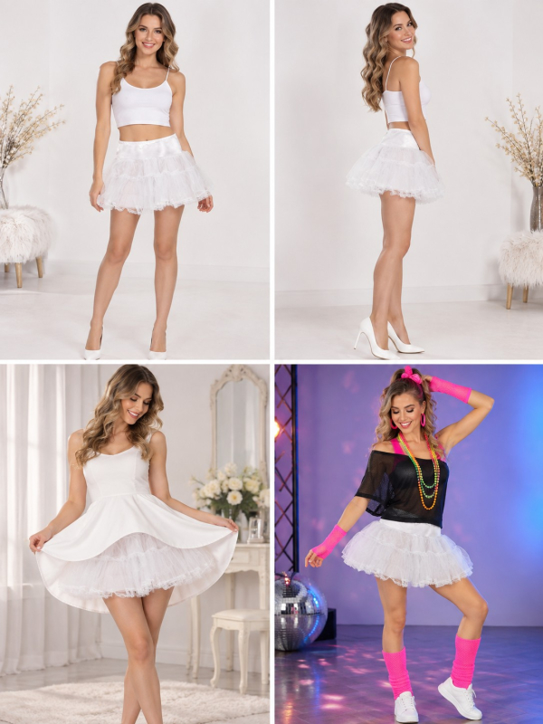 Jupon blanc en tulle femme – Ajustable du 36 au 42