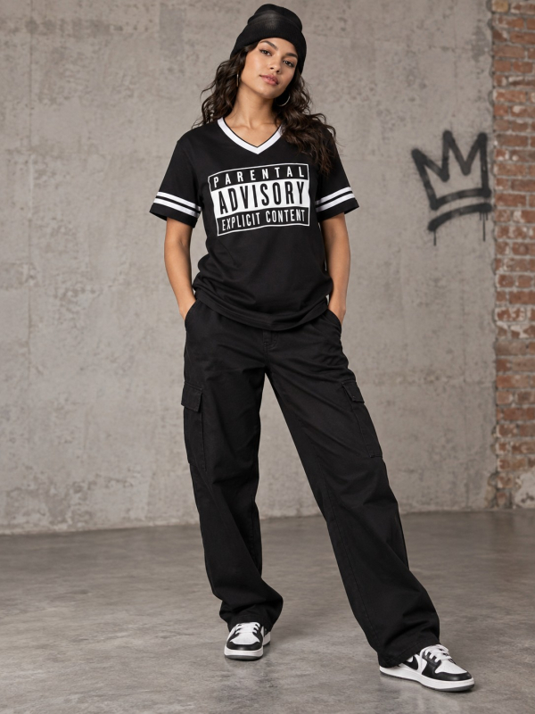 Déguisement Parental Advisory adulte – Look hip-hop années 90 femme