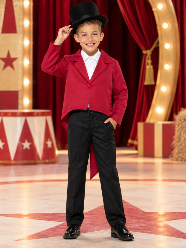 Veste queue-de-pie rouge enfant – Cirque, magicien et spectacle