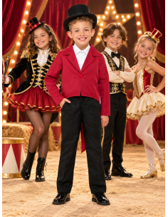 Veste queue-de-pie rouge enfant – Cirque, magicien et spectacle