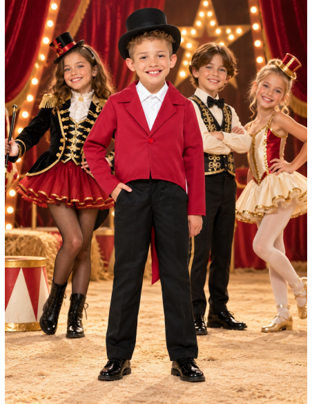 Veste queue-de-pie rouge enfant – Cirque, magicien et spectacle