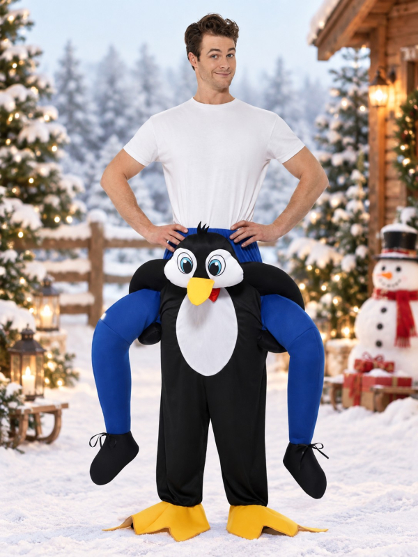 Déguisement Porté par Pingouin Noir - Piggyback Adulte face