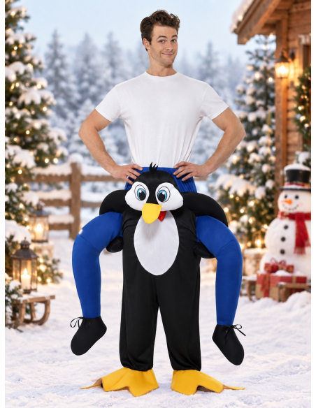 Déguisement Porté par Pingouin Noir - Piggyback Adulte face