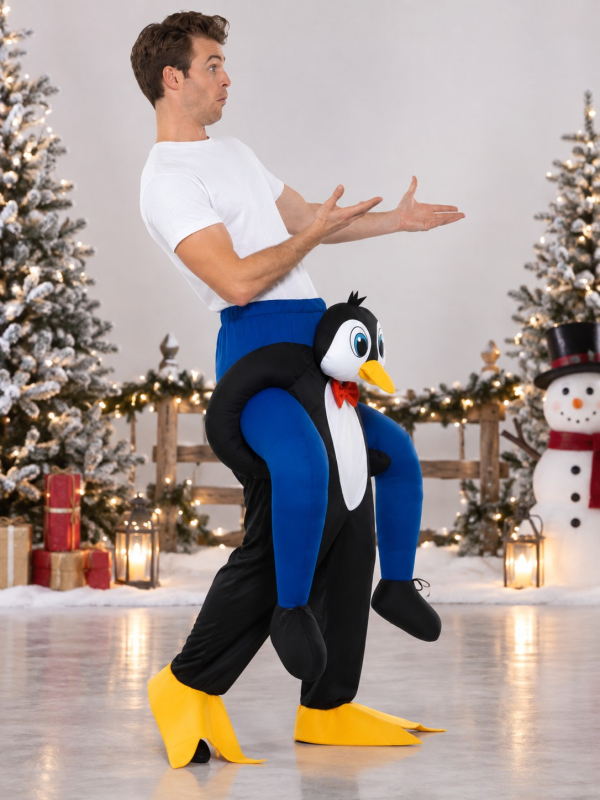 Déguisement Porté par Pingouin Noir - Piggyback Adulte profil