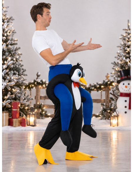 Déguisement Porté par Pingouin Noir - Piggyback Adulte profil
