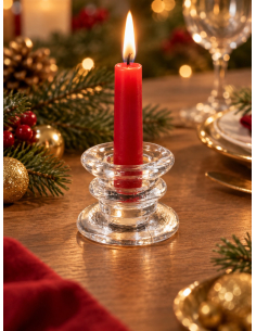 Bougeoir en verre transparent Ø6 x H4 cm – Décoration de table- noel