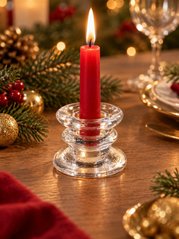 Bougeoir en verre transparent Ø6 x H4 cm – Décoration de table- noel