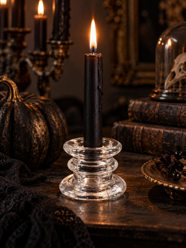 Bougeoir en verre transparent Ø6 x H4 cm – Décoration de table halloween