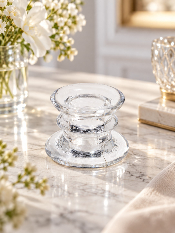Bougeoir en verre transparent Ø6 x H4 cm – Décoration de tabletoute fête