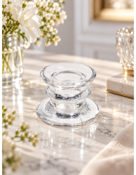 Bougeoir en verre transparent Ø6 x H4 cm – Décoration de tabletoute fête