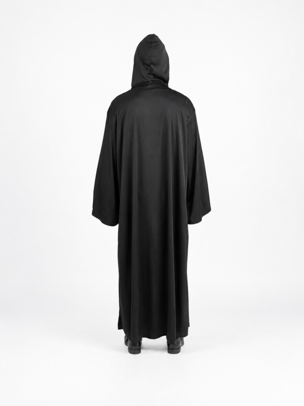 Cape noire à capuche homme 180 cm – Prêtre satanique Halloween