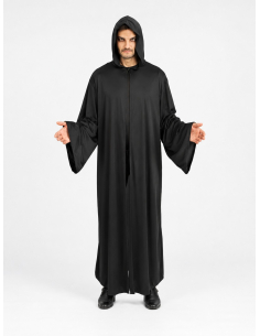 Cape noire à capuche homme 180 cm – Prêtre satanique Halloween 2
