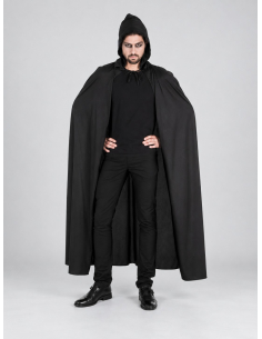 Cape noire longue à capuche homme 190 cm – Taille unique adulte 2