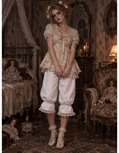 Bloomer blanc victorien femme à dentelle – Pantalon bouffant
