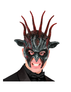 Masque démon noir et rouge à grandes cornes – Halloween adulte 2
