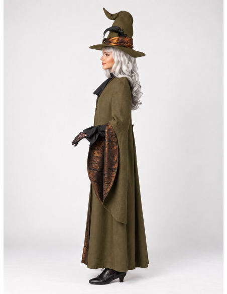 Manteau de sorcière premium olive à manches évasées – Minerva
