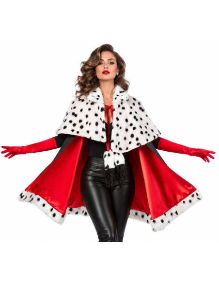 Cape premium femme noire et rouge à col tacheté – Estella