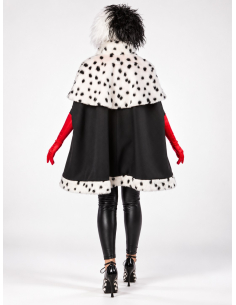 Cape premium femme noire et rouge à col tacheté – Estella 2