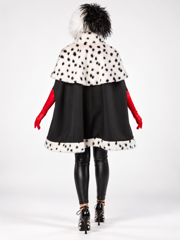 Cape premium femme noire et rouge à col tacheté – Estella dos