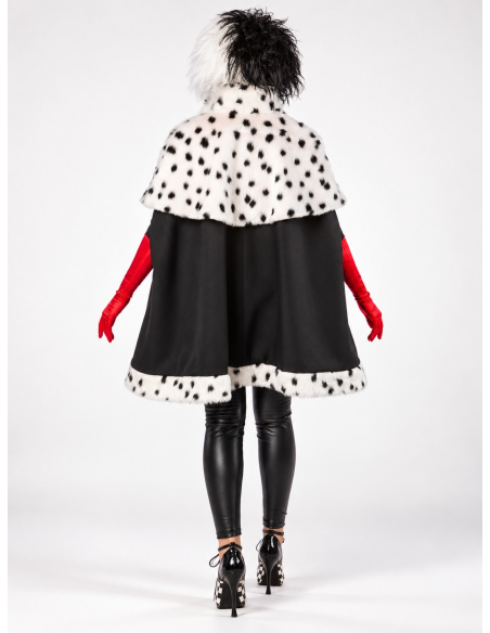 Cape premium femme noire et rouge à col tacheté – Estella dos