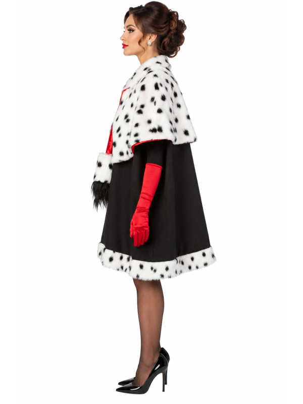Cape premium femme noire et rouge à col tacheté – Estella