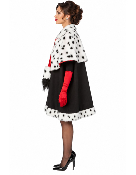 Cape premium femme noire et rouge à col tacheté – Estella