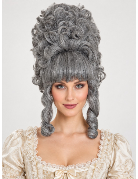 Perruque aristocrate grise haute – Marquise XVIIIᵉ siècle face