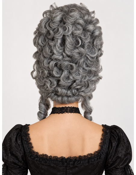 Perruque aristocrate grise haute – Marquise XVIIIᵉ siècle dos