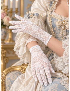 Gants blancs en dentelle femme – Marquise, rococo et costume historique 2