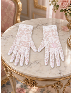 Gants blancs en dentelle femme – Marquise, rococo et costume historique