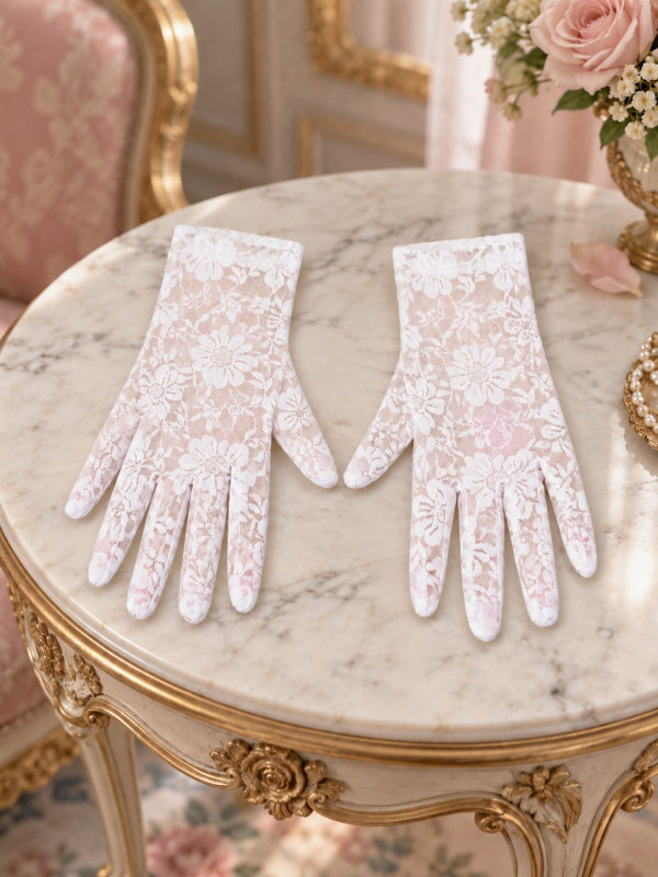 Gants blancs en dentelle femme – Marquise, rococo et costume historique