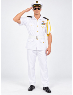 Déguisement capitaine de marine américain homme – Uniforme blanc vue mer 2