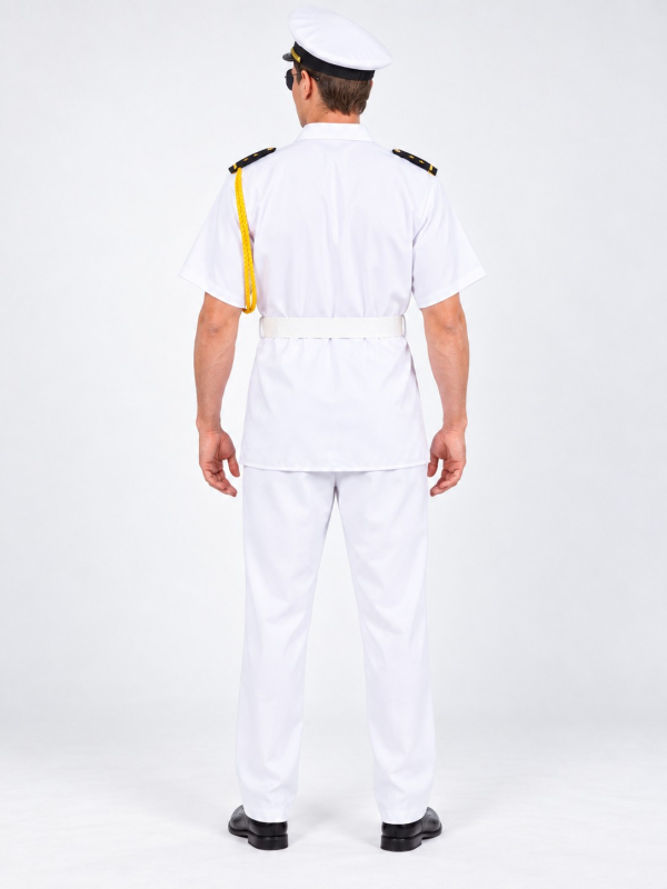 Déguisement capitaine de marine américain homme – Uniforme blanc dos
