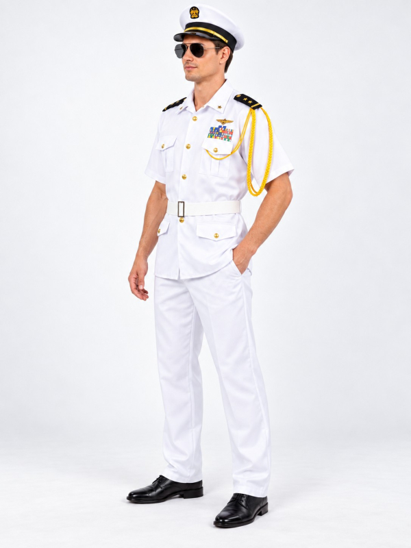 Déguisement capitaine de marine américain homme – Uniforme blanc 3/4
