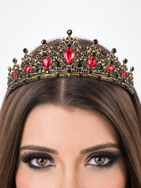 Diadème gothique femme rouge et noir – Couronne Halloween