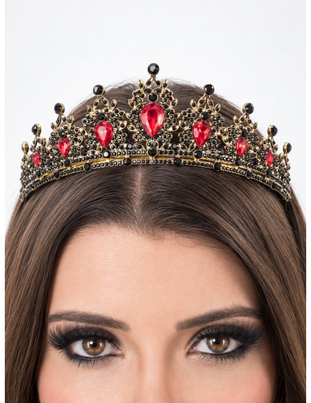 Diadème gothique femme rouge et noir – Couronne Halloween
