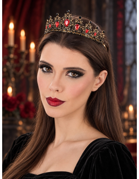 Diadème gothique femme rouge et noir – Couronne Halloween