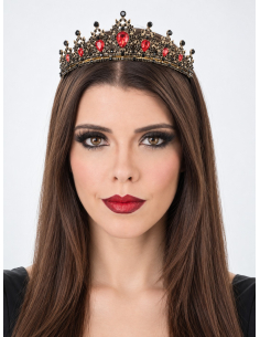 Diadème gothique femme rouge et noir – Couronne Halloween
