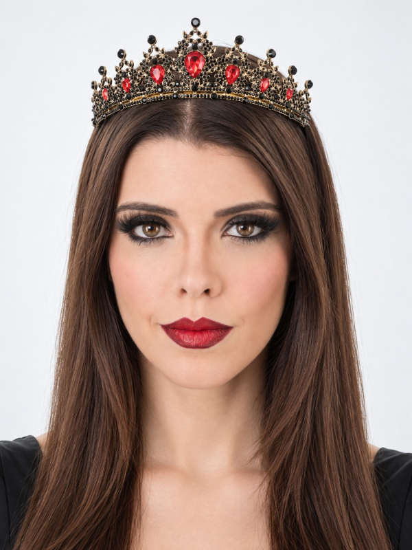 Diadème gothique femme rouge et noir – Couronne Halloween