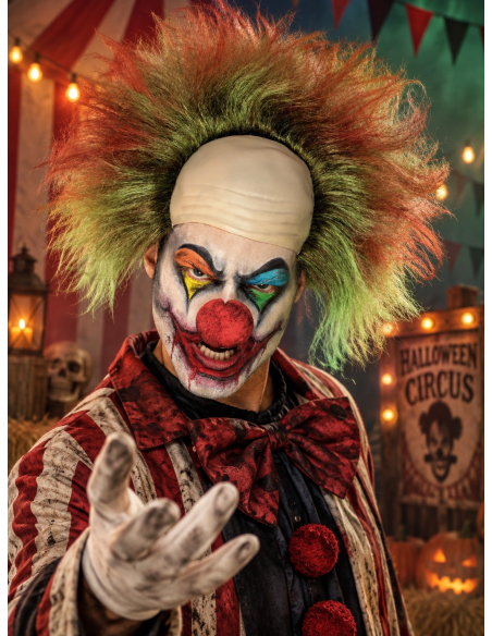 Perruque clown sinistre adulte verte effet sang – Halloween