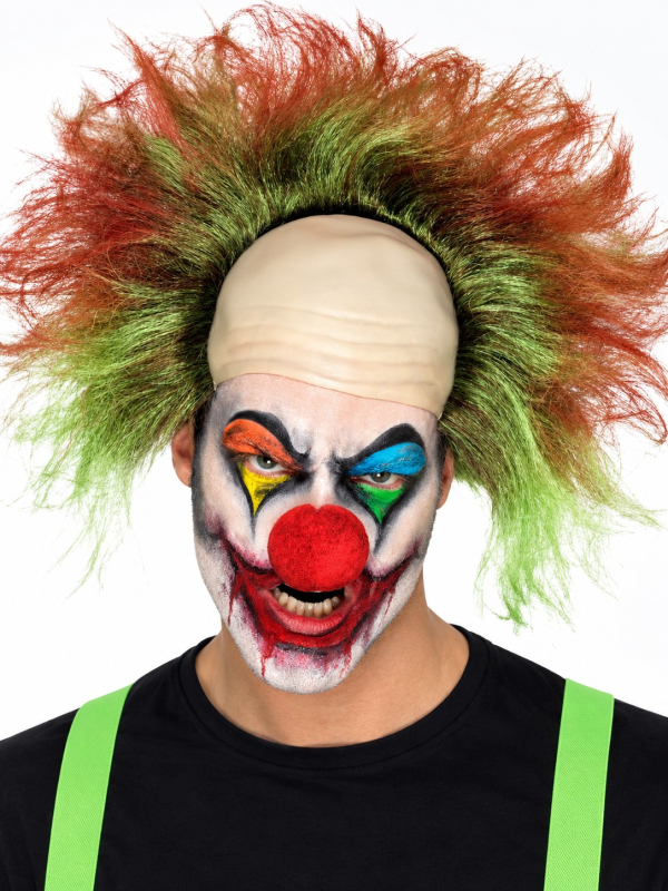 Perruque clown sinistre adulte verte effet sang – Halloween