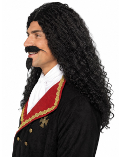 Perruque mousquetaire noire homme – Longue et bouclée 2