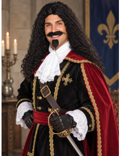 Perruque mousquetaire noire homme – Longue et bouclée