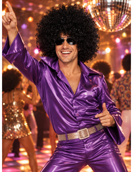 Perruque méga afro noire XXL – Disco années 70