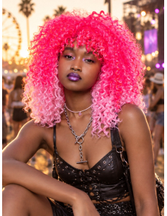Perruque Manic Panic® Pink Passion™ rose ombré – Ombre Curl Girl™ face 2